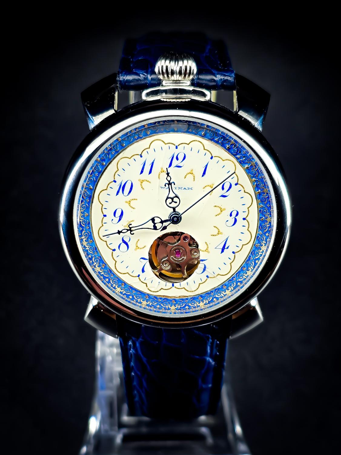 Pocketwatch Elgin OpenH Pink Blue Elgin Open Heart