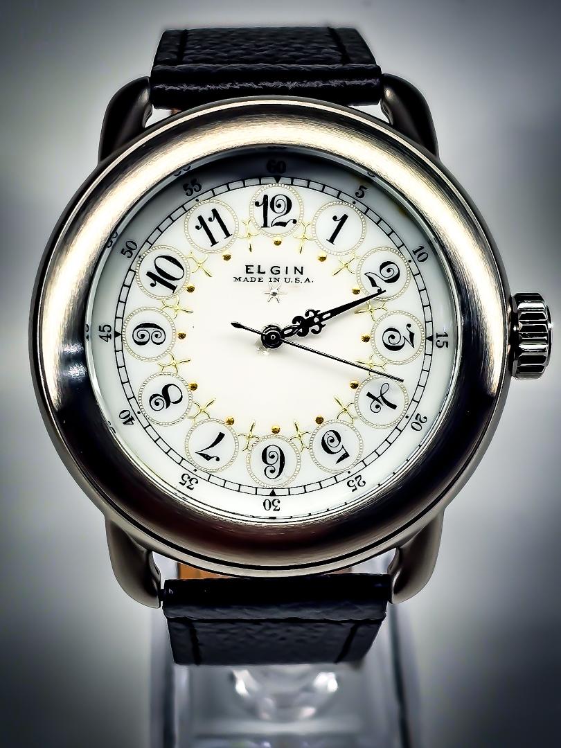 Pocketwatch Elgin Pristine B+W Silver + Gold Eligin Classic Round